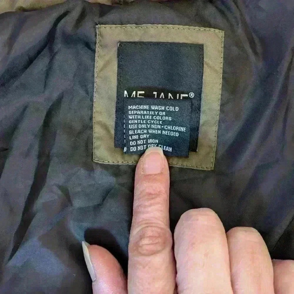 Me Jane Solid Puffer Jacket Size M Khaki Green - Picture 6 of 6